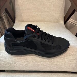 Prada America’s Cup Men's Black Leather Mesh Sneaker 12 US / 11 UK